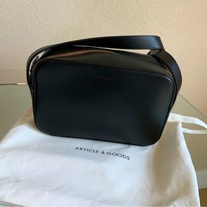 Black Leather Camera Crossbody Bag